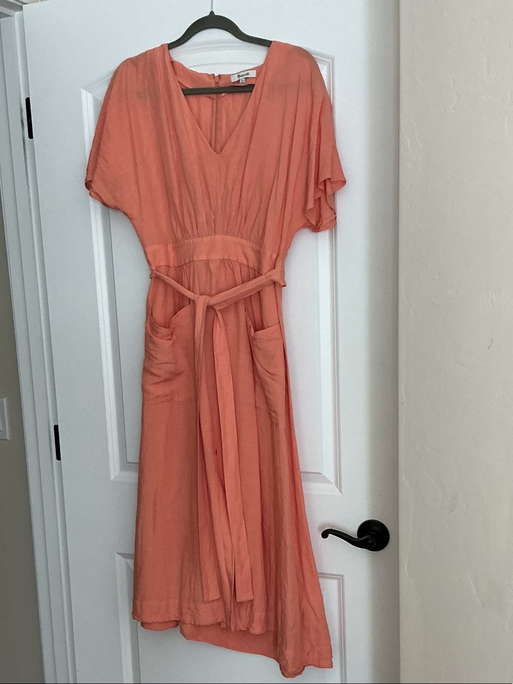 Maeve Coral V-Neck Belted Maxi Dress